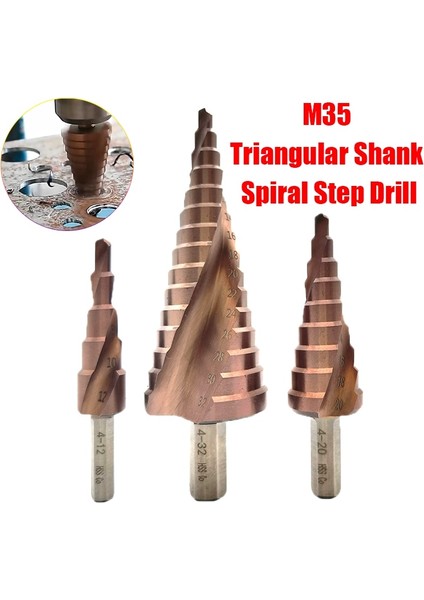 3 Adet 4-12/4-20/4-32MM M35 Kobalt Adım Matkap Ucu Seti Konik Hss-Co Hss Matkap Ucu Kiti Spiral Oluk Üçgen Shank Paslanmaz Çelik (Yurt Dışından) fiyatları