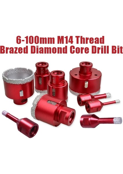 6mm M14 Konu Bağlantısı Vakum Lehimli Elmas Delme Çekirdek Uçları Porselen Karo Matkap Uçları Mermer Taş Duvar Delik Testere (Yurt Dışından)