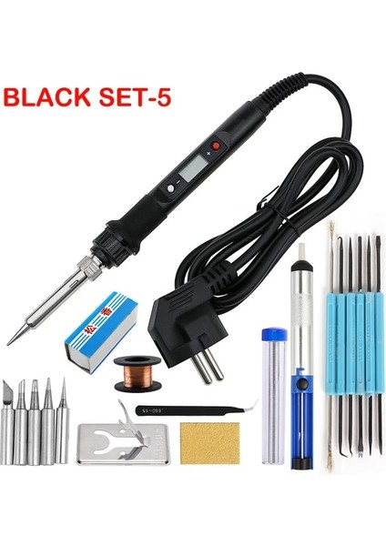 Siyah Set-5 110V Abd Tak 80W Havya Dijital Ayarlanabilir Sıcaklık Elektrikli Lehim Istasyonu Kaynak Araçları Kiti 220V 110V Tamir Sökme Onarımı (Yurt Dışından)