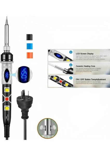 Turuncu Au 80W Ayarlanabilir Sıcaklık Elektrikli Havya 220V/110V Kaynak Lehim Rework Istasyonu Isı Kalem Ipuçları Onarım Aracı (Yurt Dışından)