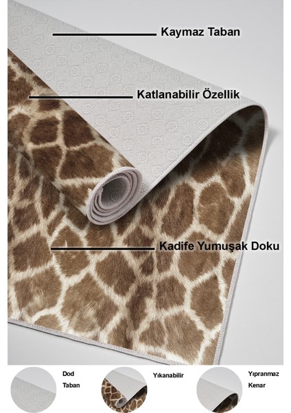 Dijital Mutfak Halısı Trend Keçe Kaymaz Taban Modern Cherry Kahve