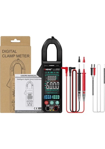 Siyah 6000 Sayım ST211 Araba Amp Hz Ncv Ohm Testi Dc/ac Gerilim Akım Test Cihazı Dijital Pens Metre Multimetre Büyük Renkli Ekran (Yurt Dışından)