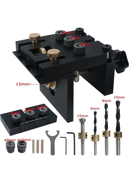 Tip-A Dübel Jig Kiti 3'ü 1 Arada Dikey Cep Delik Jig Ağaç Işleme Matkap Kılavuzu Bulucu Kabine Mobilya Delik Zımba Montaj Araçları (Yurt Dışından)