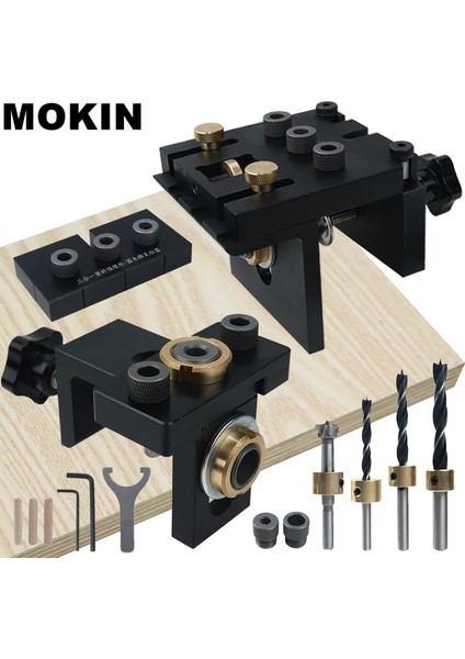 Tip-A Dübel Jig Kiti 3'ü 1 Arada Dikey Cep Delik Jig Ağaç Işleme Matkap Kılavuzu Bulucu Kabine Mobilya Delik Zımba Montaj Araçları (Yurt Dışından)