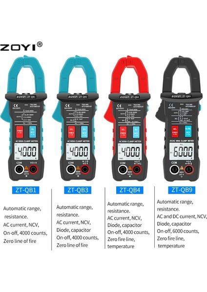 Zt-Qb3 Zoyı Dijital Pens Metre 600A Akım True Rms Akıllı Pense Ampermetre Otomatik Rang 6000 Multimetre Dc Ac Gerilim Hz Ohm Ncv Test Cihazı (Yurt Dışından)