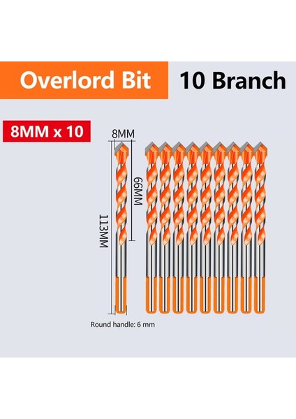 8mm 10 Adet Dişli Üçgen Tungsten Çelik Duvar Tuğla Beton Matkap Ucu Ev Mermer Derebeyi Matkap El Elektrikli Matkap Ucu (Yurt Dışından)