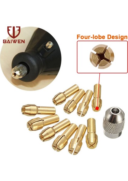 2.0mm 10 Adet Mini Pirinç Bakır Matkap Aynaları Collet Freze Uçları 1.6mm-3.2mm Hızlı Torna Chuck Kiti Dremel Döner Aracı (Yurt Dışından)