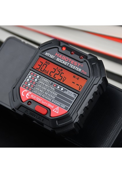 HT107 Abd Fişi HT107 Çıkış Soket Test Cihazı Dijital Fiş Ac Gerilim Algılama 30MA Rcd Testi Polarite Faz Kontrol Devre Kontrol Cihazı Bicolor Arka Işık (Yurt Dışından)