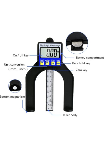 Mavi 0-80MM 0.01MM Kendinden Ayaklı Dijital Derinlik Ölçer Ölçer LCD Yükseklik Göstergeleri Kaliperleri Yönlendirici Masaları Ağaç Işleme Ölçme Araçları (Yurt Dışından) fiyatları