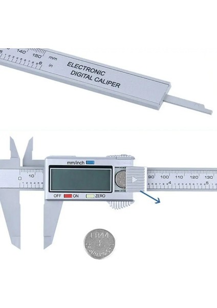 Gümüş 150MM 6 Inç Paslanmaz Çelik Elektronik LCD Dijital Sürmeli Kumpas Ölçer Mikrometre Ölçme Araçları Su Geçirmez Doğru (Yurt Dışından)