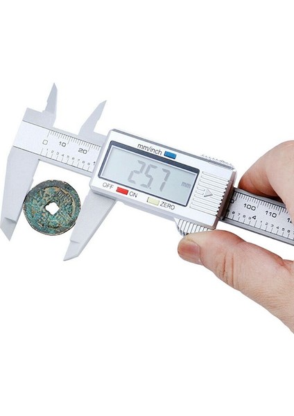 Gümüş 150MM 6 Inç Paslanmaz Çelik Elektronik LCD Dijital Sürmeli Kumpas Ölçer Mikrometre Ölçme Araçları Su Geçirmez Doğru (Yurt Dışından)