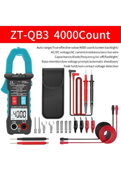 Zt-Qb3 16IN1 Zoyı Dijital Pens Metre ile Zt-5bq True Rms 6000 Dc/ac 100A 1ma Ampermetre Multimetre Araba Akım Voltmetre Kapasite Sıcaklığı Hz Test Cihazı (Yurt Dışından)