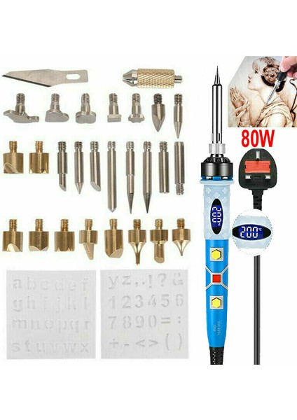 28 Adet Ingiltere 28 Adet 80 W Ayarlanabilir Havya Ahşap Yanan Kalem Seti Ağaç Işleme Kesilmiş Ipuçları Bıçak Pyrography Aracı Havya Kalem Seti (Yurt Dışından)