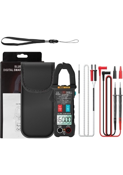 Siyah Dijital Bluetooth Uyumlu Pens Metre 6000 Sayım Dc/ac True Rms Multimetre Hz Kapasite Gerilim Test Cihazı (Yurt Dışından)