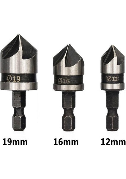 12MM 16MM 19MM 12/16/19MM Havşa Sıkıcı Matkap Ucu Seti Ahşap Metal Hex Shank Ağaç Işleme Pah Matkap Ucu Kesici Metal Delme Uçları (Yurt Dışından)
