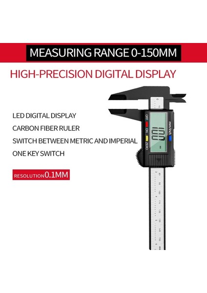 Siyah 150MM 0.1mm Dijital Kumpas 6 Inç Elektronik Sürmeli Kumpas Ölçme Aracı Kaliper Mikrometre Dijital Cetvel (Yurt Dışından)