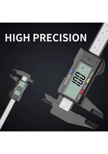 Siyah 150MM 0.1mm Dijital Kumpas 6 Inç Elektronik Sürmeli Kumpas Ölçme Aracı Kaliper Mikrometre Dijital Cetvel (Yurt Dışından)