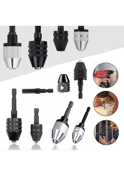 0.3-6.5mm Gümüş Matkap Chuck Elektrik Motoru Anahtarsız Tornavida Mili Fikstürü Hex Shank Mikro Tutucu Kelepçe Uçları Adaptörü Sabitleme Cihazı Araçları (Yurt Dışından)