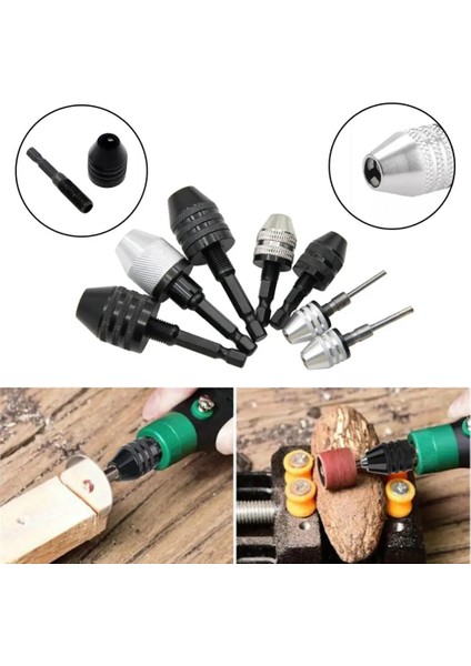 0.3-6.5mm Gümüş Matkap Chuck Elektrik Motoru Anahtarsız Tornavida Mili Fikstürü Hex Shank Mikro Tutucu Kelepçe Uçları Adaptörü Sabitleme Cihazı Araçları (Yurt Dışından)