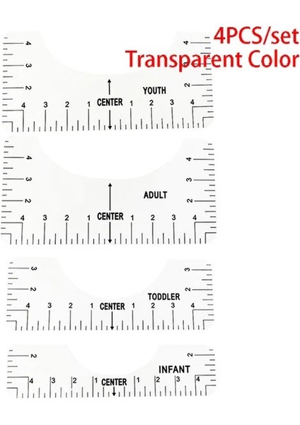 Temizle 4 Adet/takım T-Shirt Hizalama Cetvel Rehberlik T-Shirt Tasarım Moda Cetveller Boyut Tablosu ile Dıy Çizim Şablonu Zanaat Aracı (Yurt Dışından)