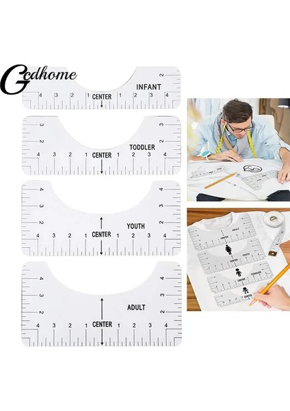 Temizle 4 Adet/takım T-Shirt Hizalama Cetvel Rehberlik T-Shirt Tasarım Moda Cetveller Boyut Tablosu ile Dıy Çizim Şablonu Zanaat Aracı (Yurt Dışından) fiyatları