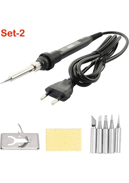 Siyah Set-2 110V Abd Tak Elektrikli Havya 80W Ayarlanabilir Sıcaklık LCD Kaynak Aracı Seramik Isıtıcı Havya Kafası Sökme Pompa Seti (Yurt Dışından)