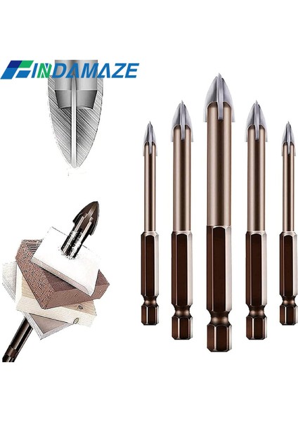 3 4 5 6mm Fındamaze Tungsten Karbür Cam Matkap Ucu Seti Alaşım Karbür Noktası 4 Kesme Kenarları ile Kiremit Cam Çapraz Mızrak Kafa Matkap Uçları (Yurt Dışından)