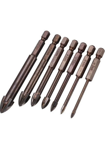 3 4 5 6mm Fındamaze Tungsten Karbür Cam Matkap Ucu Seti Alaşım Karbür Noktası 4 Kesme Kenarları ile Kiremit Cam Çapraz Mızrak Kafa Matkap Uçları (Yurt Dışından)