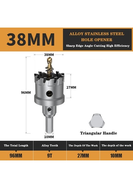 38MM Q,grt 1 Adet Tct Karbür Matkap Ucu Delik Testere Metal Işleme Kesici Paslanmaz Çelik Alaşımlı Metal Delme Matkap Ucu Ücretsiz Alışveriş (Yurt Dışından)
