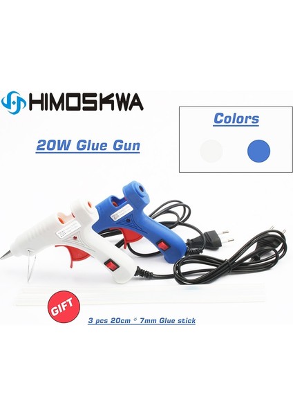 20W Beyaz Tabanca Ingiltere 20W Ab Tak Endüstriyel Sıcak Tutkal Tabancası 3 Adet 20CM Mini Tabancalar Termo Isı Sıcaklığı Aracı Mavi ve Beyaz Lehimleme (Yurt Dışından)