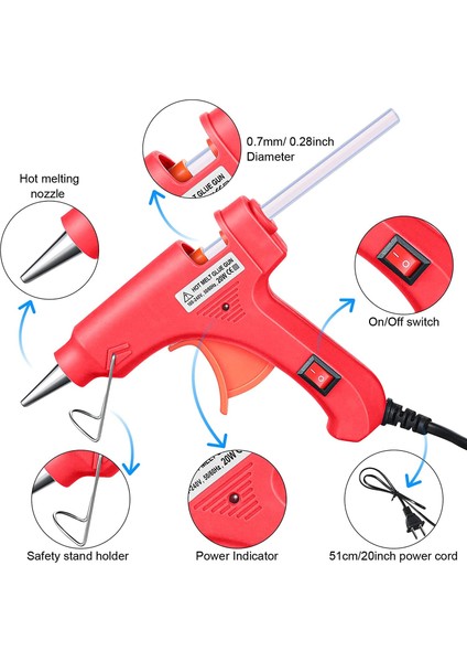 Pembe 20W, Ab Monvıct Mini Sıcak Tutkal Tabancası, Çocuklar Için Küçük Sıcak Tutkal Tabancası Dıy Küçük El Sanatları Projeleri ve Ev Hızlı Onarımlar 7mm Tutkal Çubukları Kullanın (Yurt Dışından)