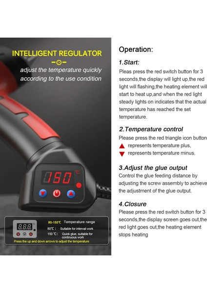 SLP8102 Set1 40W Lityum Elektrikli Sıcak Tutkal Tabancası Kablosuz USB Şarj Sıcaklığı Ayarlanabilir Dijital Ekran 7mm Çubuklarla (Yurt Dışından) fırsatları