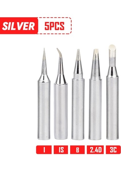Gümüş 5 Adet 5/10 Adet 900M-T Havya Manyetik Olmayan Saf Bakır Lehim Ipuçları 936 907 Kollu Muhafaza Lehimleme Araçları Markalama Demir Ucu (Yurt Dışından)