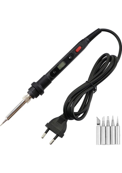 Siyah Set-1 220V Eu Fiş Ayarlanabilir Sıcaklık Anahtarlı Elektrikli Havya 80W Dijital Ekran 220V Kaynak Aleti Lehim Sökme Pompası Tamir Aletleri (Yurt Dışından)