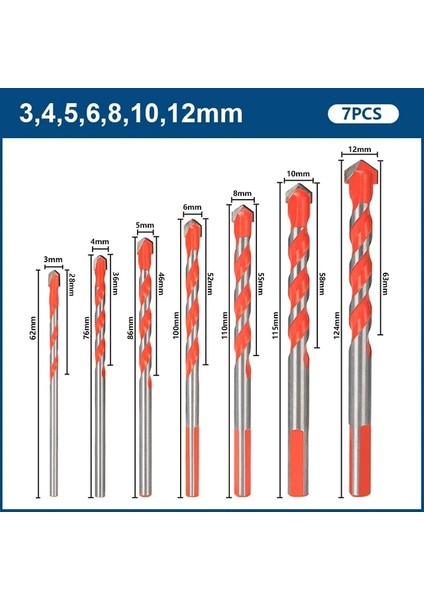 7 Adet 3-12MM Xcan Matkap Ucu Çok Fonksiyonlu Üçgen Matkap Seramik Karo, Beton, Duvar, Metal Ahşap Delme Delik Kesici Cam Matkap Ucu (Yurt Dışından)