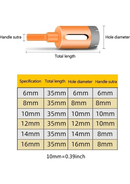 10MM 2022 Beton / Fayans Için Yeni 6-16 mm Krom Vanadyum Çelik Elmas Matkap Uçları (Yurt Dışından)