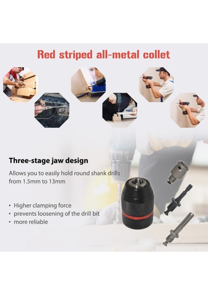 1 Adet Chuck Sadece Metal Ağır 1/2-20UNF 1.5 ~ 13MM Anahtarsız Matkap Chuck Hex Shank/sds/soket Kare Dişi Adaptör Donanım Aracı Matkap Chuck (Yurt Dışından) indirimleri