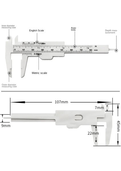 Beyaz 0-80MM 1 Adet 0-80MM Sürmeli Kumpaslar Mini Plastik Sürgülü Sürmeli Kumpas Ölçer Ölçü Aracı Mikrometre Cetvel Ölçme Ağaç Işleme Araçları (Yurt Dışından) fırsatları