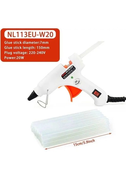 113 Beyaz 20W, Ab Newacalox 20W Ab/abd Sıcak Tutkal Tabancası ile Ücretsiz 20 Adet 7mm Tutkal Sopa Endüstriyel Mini Silahlar Termo Elektrikli Isı Sıcaklığı Aracı (Yurt Dışından)