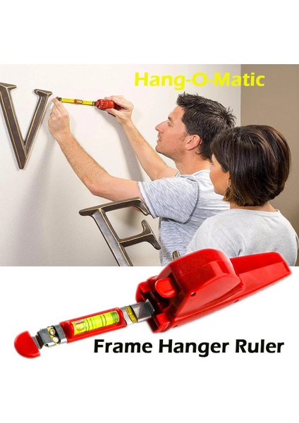 Kırmızı Hepsi Bir Arada Resim Asılı Aracı Hang-O-Matic Çerçeve Askı Cetvel Su Terazisi Taşınabilir Ölçü Doğru Araçları (Yurt Dışından)