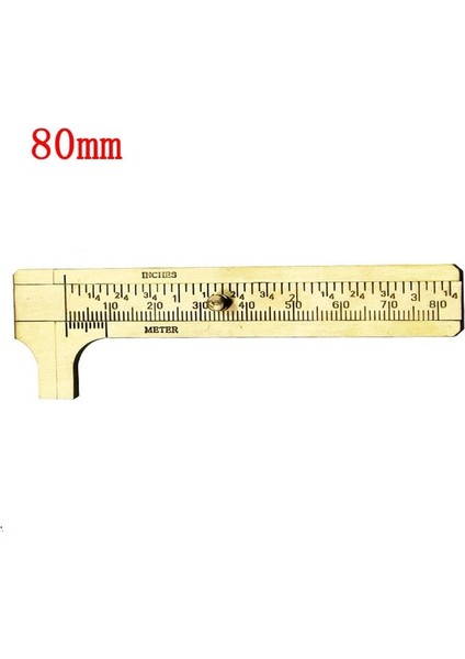 SHUANG-80MM Yüksek Kaliteli Mini Pirinç Kumpas Saf Bakır Sürmeli Çift Ölçekli Ölçüm Cetveli Taşınabilir Retro (Yurt Dışından)