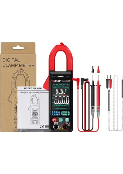 Kırmızı 6000 Sayım ST211 Araba Amp Hz Ncv Ohm Testi Dc/ac Gerilim Akım Test Cihazı Dijital Pens Metre Multimetre Büyük Renkli Ekran (Yurt Dışından)