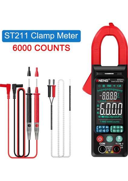 Kırmızı 6000 Sayım ST211 Araba Amp Hz Ncv Ohm Testi Dc/ac Gerilim Akım Test Cihazı Dijital Pens Metre Multimetre Büyük Renkli Ekran (Yurt Dışından) fiyatları