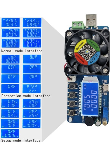 ZK-FX35 4A/5A Elektronik Yük Akımı Gerilim Güç Test Cihazı Sabit Akım USB Koruması LCD Hd Ekran Ayarlanabilir Direnç Boşaltıcı (Yurt Dışından)