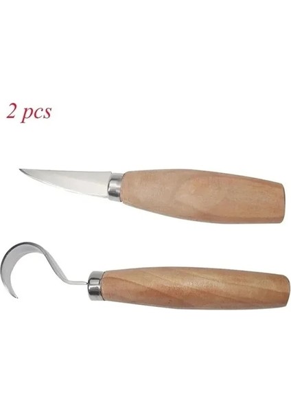 2 Adet 2 Adet Ahşap Oyma Kesici Ahşap Heykel Dıy Ahşap Saplı Kaşık Kanca Paslanmaz Çelik Oyma Bıçağı Gravür Sanat Zanaat Aracı (Yurt Dışından)