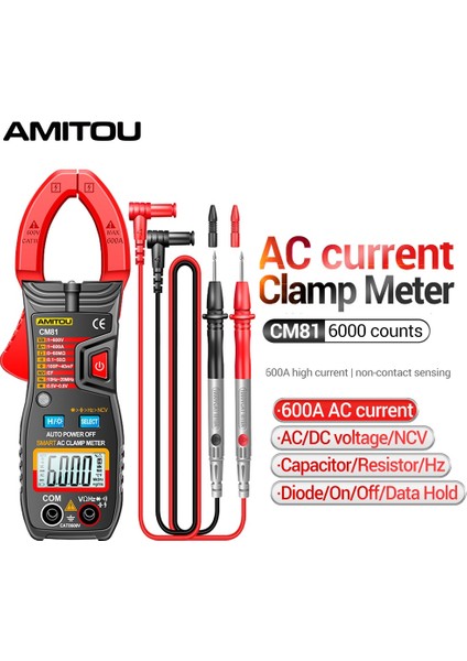 CM81 Kırmızı Amıtou CM80/CM81 Dijital Pens Metre Ac Akım Ampermetre Gerilim Test Cihazı Amp Hz Kapasite Ncv Ohm Test Cihazı Elektrikçi Araçları (Yurt Dışından) fiyatları