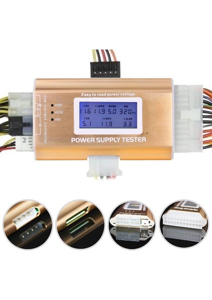 Altın Dijital LCD Güç Kaynağı Test Cihazı Desteği Pc 20/24 Pin 4 Psu Atx Btx Itx Sata HDD Arayüzü Güç Ölçme Teşhis Test Cihazı Aracı (Yurt Dışından)