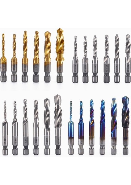 6 Adet Altın Set M3-M10 Vida Dokunun Matkap Uçları Hss Musluklar Havşa Çapak Alma Seti Metrik Kombinasyon Bit Yüksek Hız Çelik 1/4 In Hızlı Değişim Hex (Yurt Dışından)