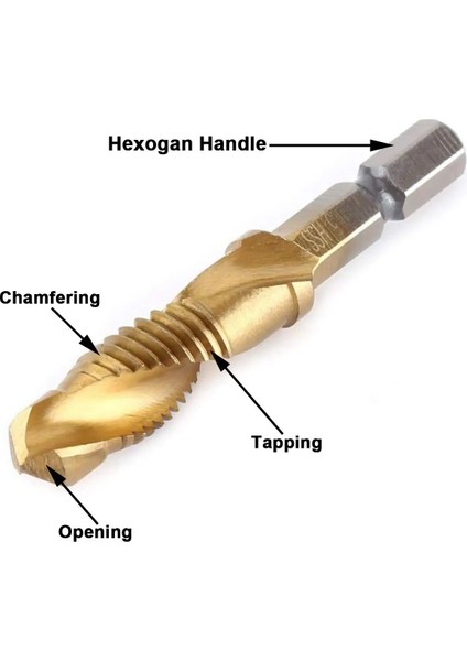 6 Adet Altın Set M3-M10 Vida Dokunun Matkap Uçları Hss Musluklar Havşa Çapak Alma Seti Metrik Kombinasyon Bit Yüksek Hız Çelik 1/4 In Hızlı Değişim Hex (Yurt Dışından)