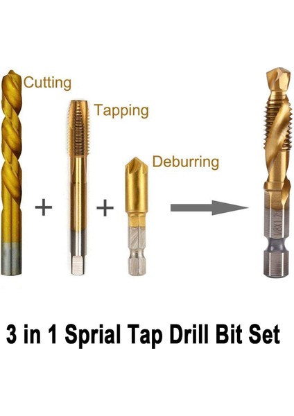6 Adet Altın Set M3-M10 Vida Dokunun Matkap Uçları Hss Musluklar Havşa Çapak Alma Seti Metrik Kombinasyon Bit Yüksek Hız Çelik 1/4 In Hızlı Değişim Hex (Yurt Dışından)